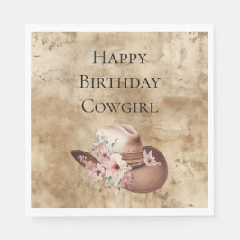 Howdy Cowgirl Rosa Blommigt Hat Western Chic Pappersservett