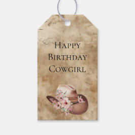 Howdy Cowgirl Rosa Blommigt Hat Western Chic Presentetikett