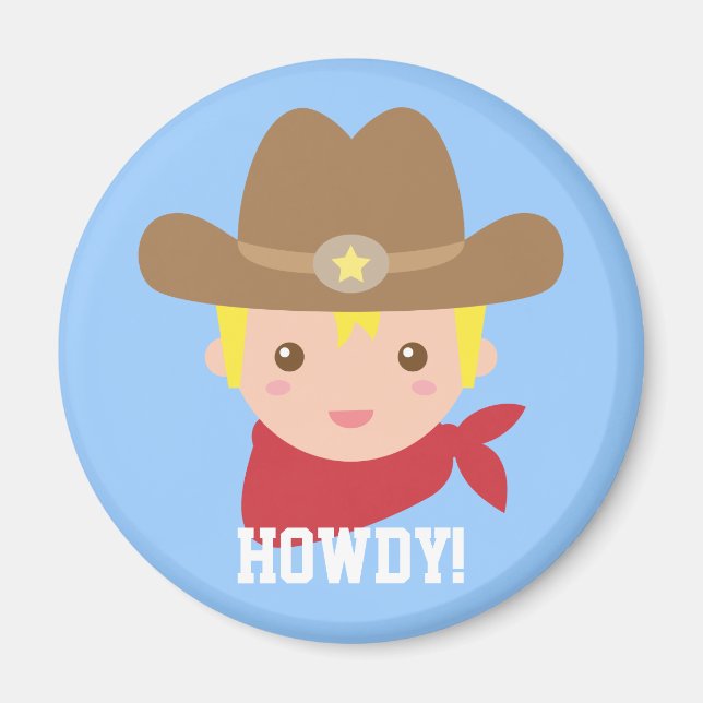 Howdy, Cute Cowboy för små pojkar Magnet (Framsidan)