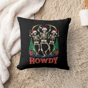 Howdy Dancing Skeleton Funny Jul Helgdag Kudde