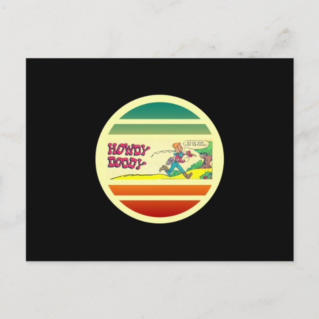 Howdy Doody Fishing Retro Tecknad Bok Vykort (Framsida)