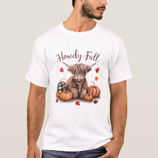 Howdy Fall Highland Cow Happy Thanksgiving Autumn T Shirt