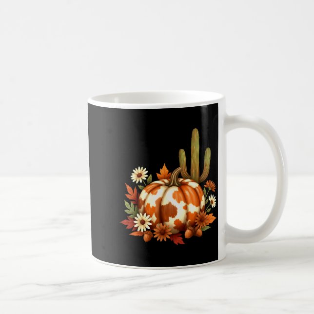 Howdy Fall Pumpkin Retro Western Cowboy Cow Hallow Kaffemugg (Höger)