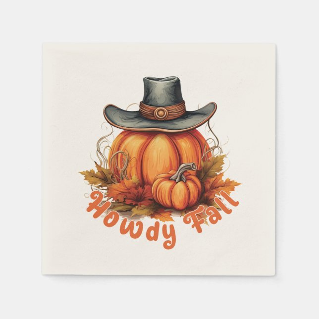 Howdy Fall - Rustic Autumn Vibes Pappersservett (Framsidan)