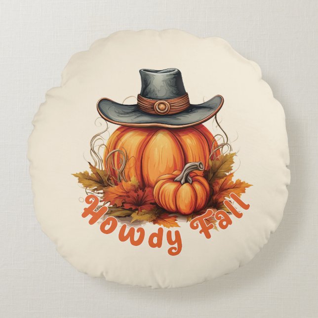 Howdy Fall - Rustic Autumn Vibes Rund Kudde (Framsidan)