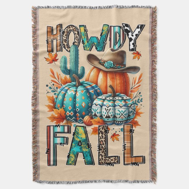 Howdy Fall Throw Blanket Secret Santa Gift Filt (Framsidan Vertikal)