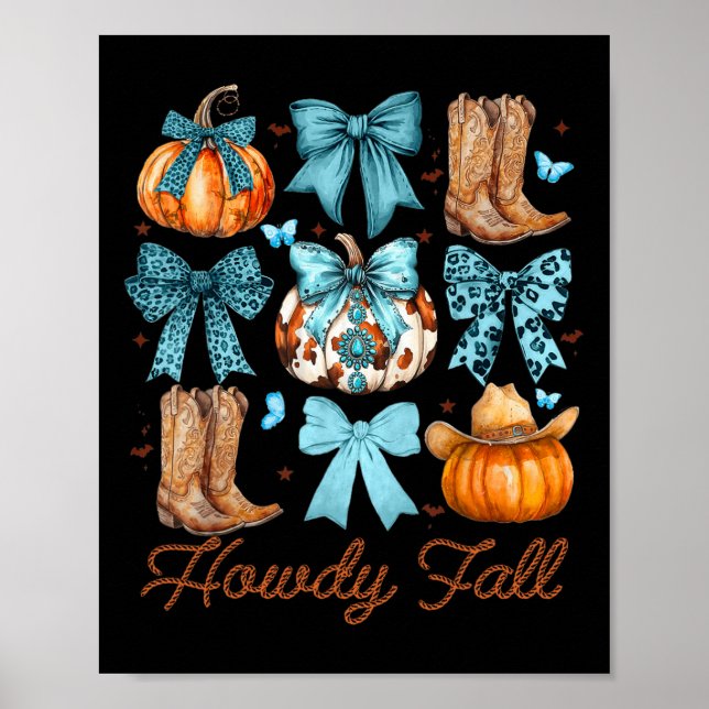 Howdy Fall Western Pumpkin Coquette Bow Pumpkin Poster (Framsidan)