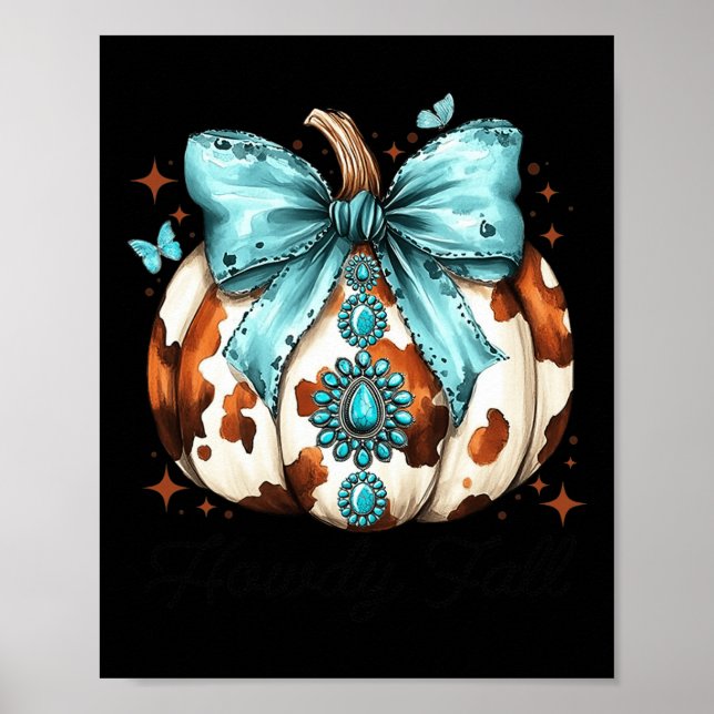 Howdy Fall Western Pumpkin Halloween Cowhide Pumpk Poster (Framsidan)