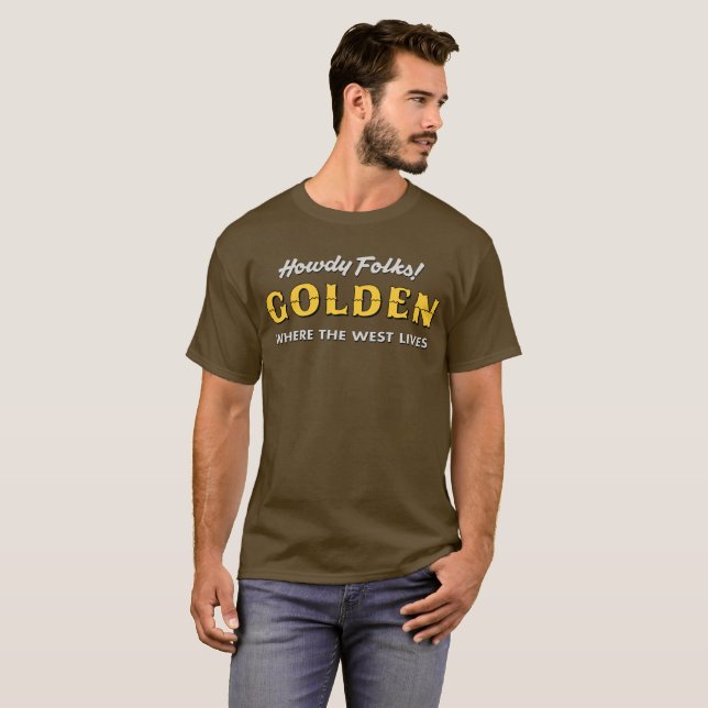 Howdy Folks! Guld- T-tröja Tee Shirt (Hel framsida)