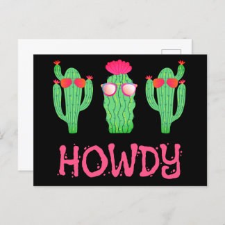 Howdy Funny Western Cactus Tecknade figurer Vykort