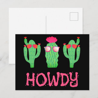Howdy Funny Western Cactus Tecknade figurer Vykort