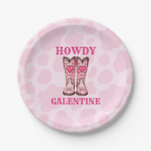 Howdy Galentine Rosa Western Cowgirl Papprare Plat
