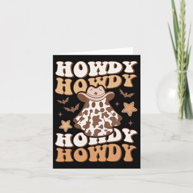Howdy Ghost Cowboy Hat Ts Rodeo Westernare Hallowe Kort (Framsida)