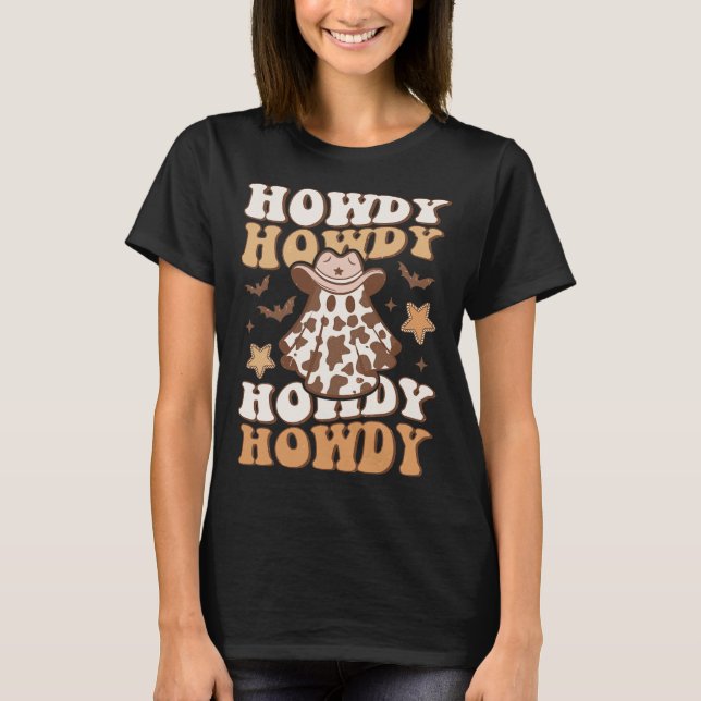 Howdy Ghost Cowboy Hat Ts Rodeo Westernare Hallowe T Shirt (Framsida)