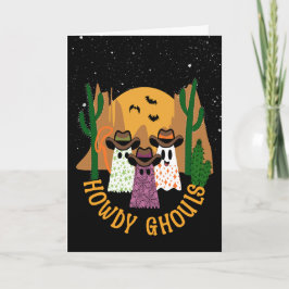 Howdy Ghouls Halloween Ghost Cowboy Kort