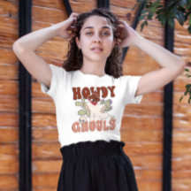 Howdy Ghouls Retro Funny Halloween CowboyGhost