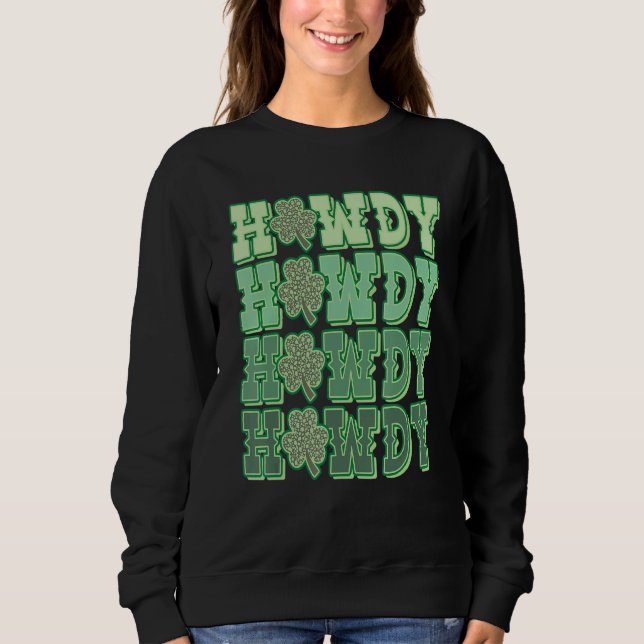 Howdy Go Lucky Cowboy Western St patricks day Iris T Shirt (Framsida)