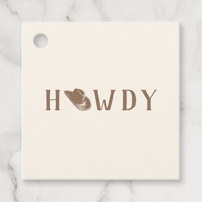 Howdy Hat My First Rodeo Birthday Neutral Party Gåvor Etiketter (Framsida)