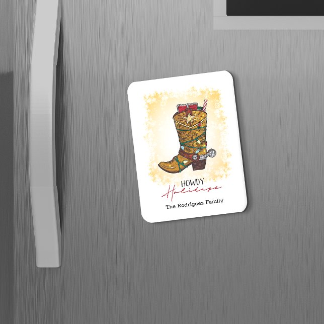 Howdy Helgdagars jul Ljus Cowboy Boot Magnet (Skapare uppladdad)