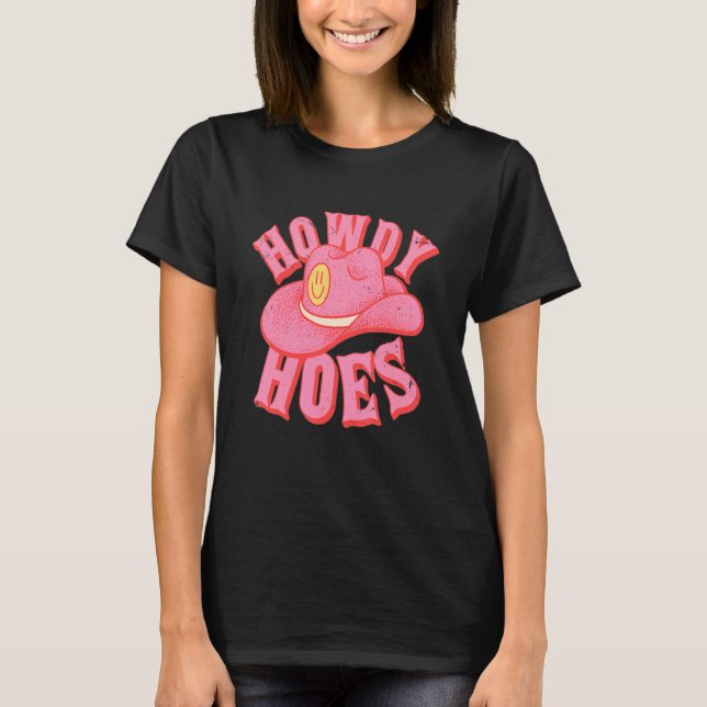 HOWDY HOES Preppy Aesthetic Creamy Pink Background T Shirt (Framsida)