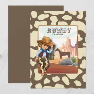 Howdy howies första födelsedag - djurtryck inbjudningar