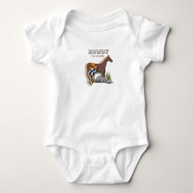 Howdy howies första födelsedag för djur, baby t shirt (Framsida)