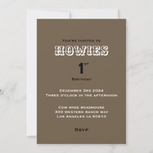 Howdy howies första födelsedag - inbjudan till dju