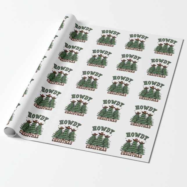Howdy jul Cactus Westernare Julafton Presentpapper (Utrullad)