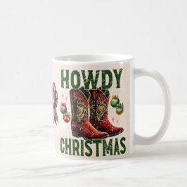 Howdy jul Cowboy Boot Western Julafton Grönt Red Kaffemugg