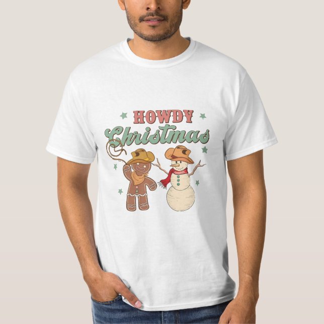 Howdy jul Cowboy Snögubbe Western Funny T Shirt (Framsida)