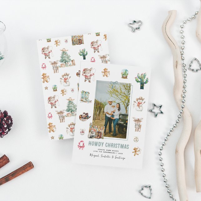 Howdy jul | Roligt Westernt julfoto Julkort (Skapare uppladdad)