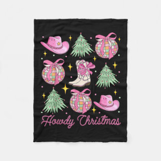 Howdy Jul Rosa Coquette Bow Julafton Träd Wester Fleecefilt