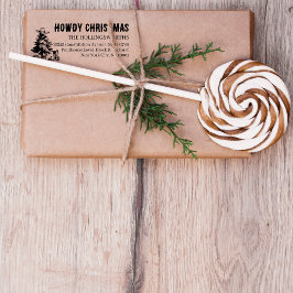 Howdy jul | Western adressetikett för roligt Stämpel