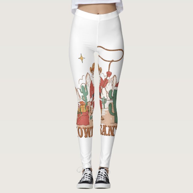 Howdy Jultomten Cowboy Western jul Pj Paja Leggings (Framsida)