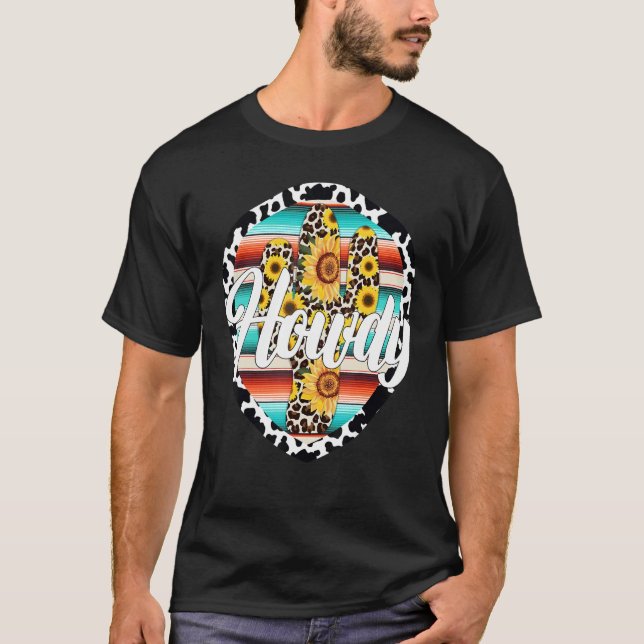 HOWDY  Ko Leopard Kaktus Serape Kaktus tryck Solro T Shirt (Framsida)