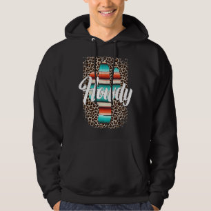HOWDY Leopard Cactus Serape Cactus print Turkvois Hoodie