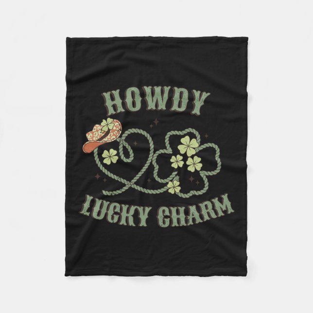 Howdy Lucky Charm Western St Patrick Day Shamrock Fleecefilt (Framsidan)