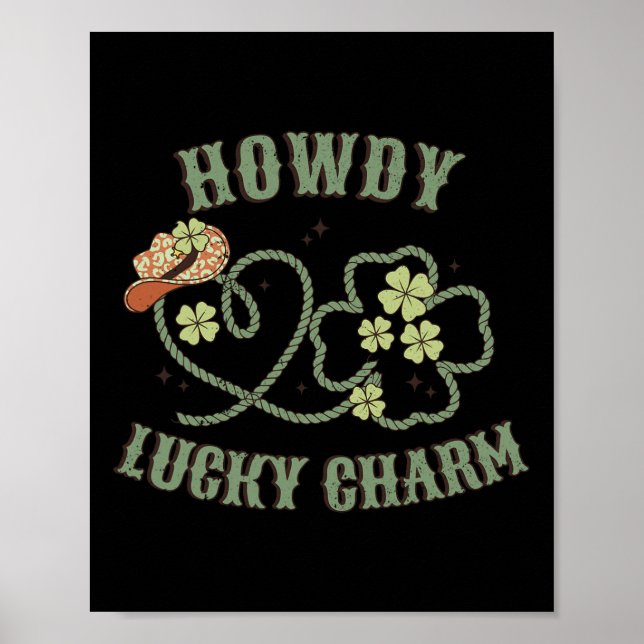 Howdy Lucky Charm Western St Patrick Day Shamrock Poster (Framsidan)
