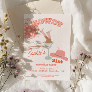 Howdy Martini 21:a födelsedagen Cowgirl Inbjudningar
