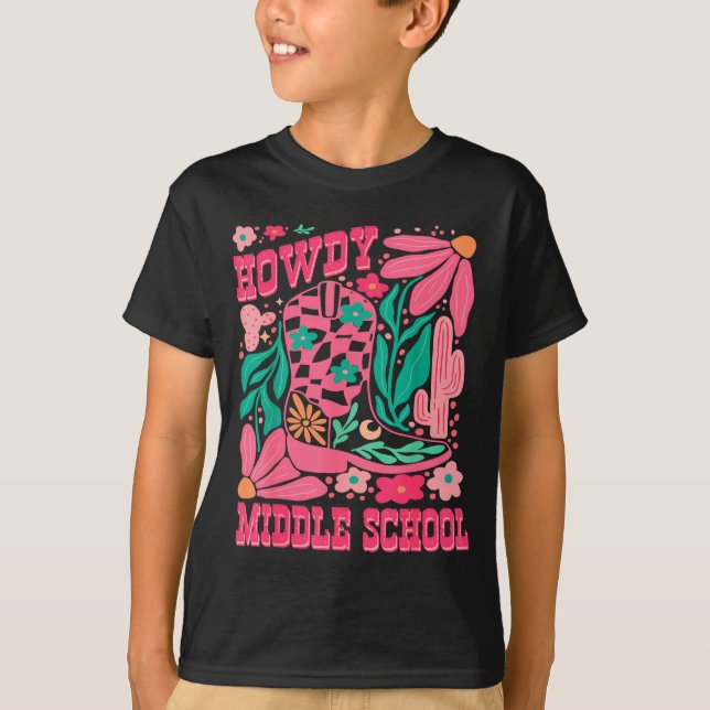 Howdy Middle School Western Girl Country Rodeo Nk  T Shirt (Framsida)