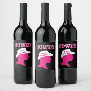 Howdy Nashville Bachelorette Vinflaska Etikett