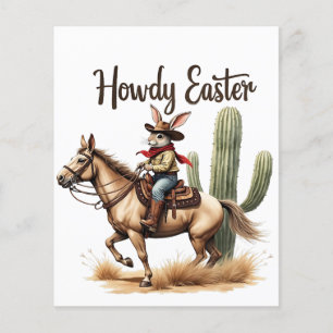 Howdy Påskhare Riding a Horse Cowboy Flygblad