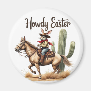 Howdy Påskhare Riding a Horse Cowboy Magnet