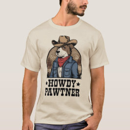 Howdy Pawtner Funny Land Western Vintage Hund T Shirt