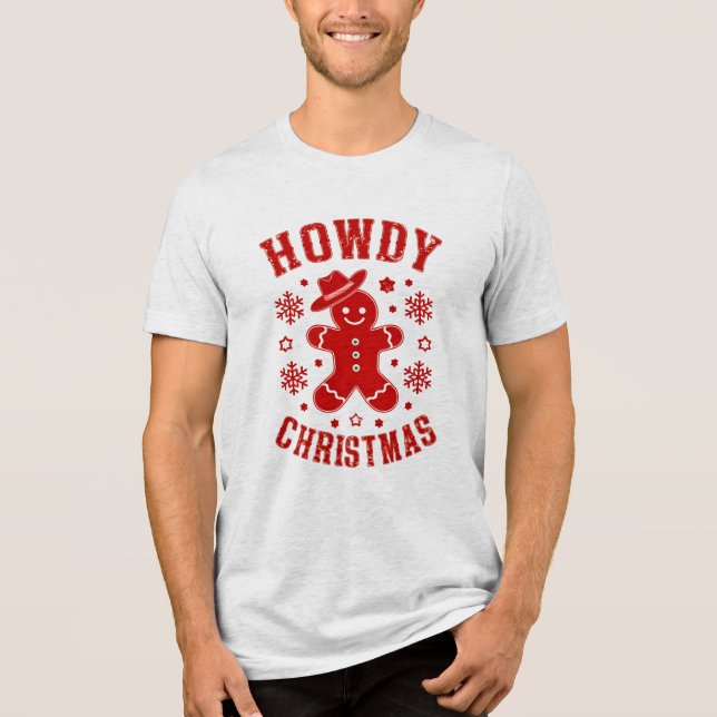 Howdy-Pepparkaksgubben Retro Typography jul T Shirt (Framsida)