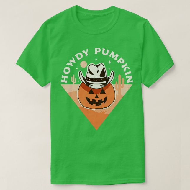 Howdy Pumpkin Cowboy Rodeo Westernare Land Fall Ha T Shirt (Design framsida)