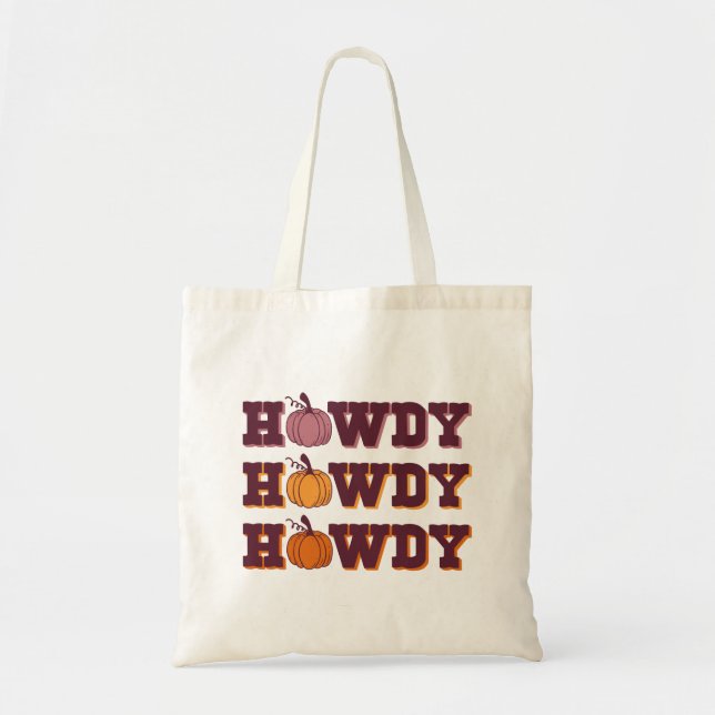 Howdy Pumpkin Fall Tote Bag Tygkasse (Framsidan)