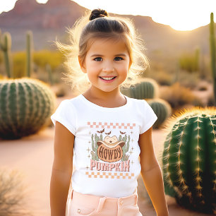 Howdy Pumpkin Halloween Retro Western Rosa Girl Gi T Shirt