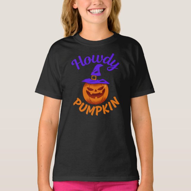 Howdy Pumpkin Halloween T-Shirt (Framsida)