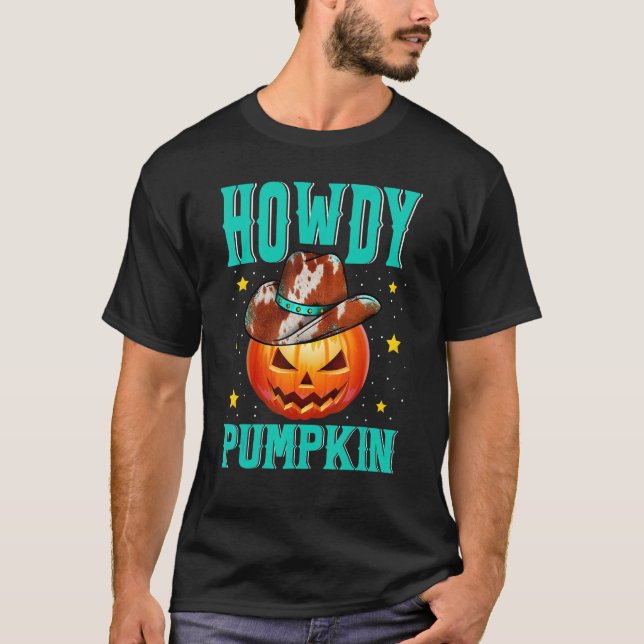 Howdy Pumpkin Rodeo Westernare Land Fall Southern T Shirt (Framsida)